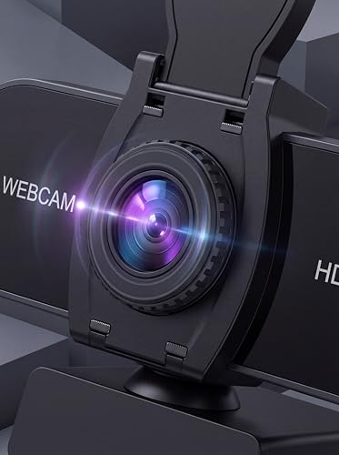 4K HD Webcam with Microphone, Noise Cancellation, Privacy Cover, Wide-Angle Lens, Auto Light Correction, Plug & Play USB Webcam for Laptop, Desktop, PC, Mac, Zoom, Skype, Streaming