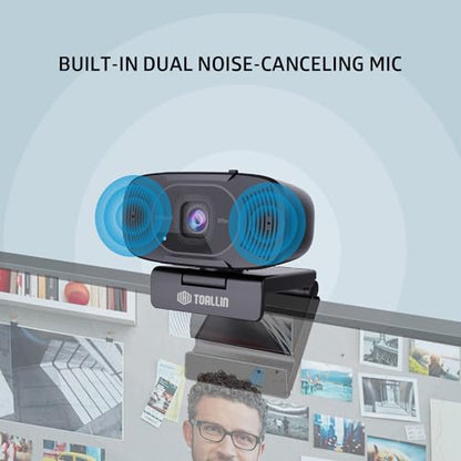 TOALLIN 1080P FHD Auto-Focus Webcam with Dual Microphones, Computer Web Camera, 90° Wide Angle, Privacy Shutter, USB Webcam for Video Calls - style: 1080P Auto Focus Webcam