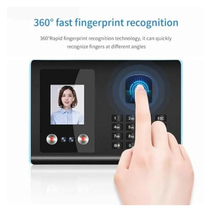 UK Plug Face Biometric Fingerprint Employee Attendance Machine Time Clock Recorder 2.8inch Screen Quick Recognition