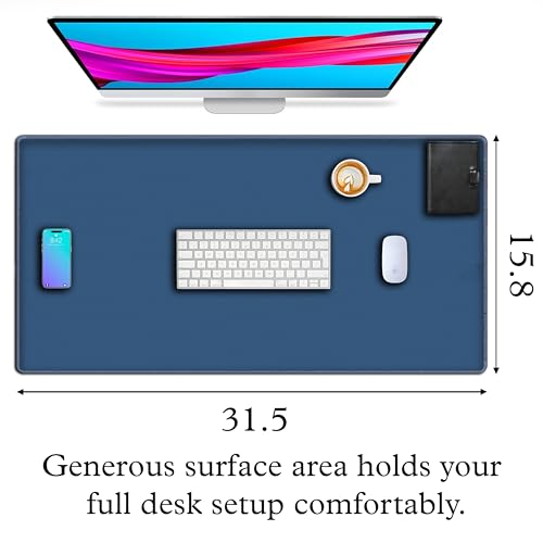 L&B Mercantile American Flag XXL Deskpad, Desk Mat for Computer Keyboard and Mouse – Patriotic USA Gaming Mousepad, Extra Long XL Mouse Pad for Laptop Office Desk. (Blue) - color: Blue