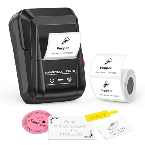 SUPVAN T50M Pro Bluetooth Label Maker Machine with Tape, Black | Wide Waterproof Label, High Image Quality, App with 30 Fonts and 660+ Icons, Inkless, for School, Home, Small Business