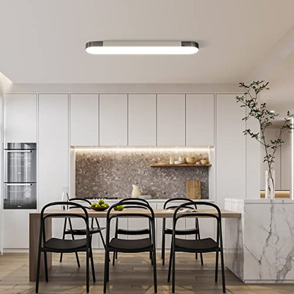 Qcyuui Dimmable LED Ceiling Light Modern Acrylic Linear LED Ceiling Lamp 39.4in Semi Flush Mount Wraparound Shape Lighting Fixture with Remote Control for Kitchen Dining Room (48W/3000-6500K) - color: Dimm/48W/39.4IN/3000-6500K, size: 39.4in