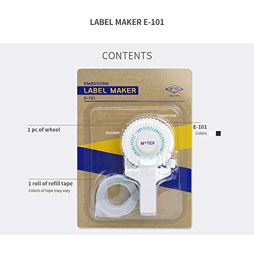 Motex Embossing Label Maker, Labeling Tool, Old School Label Maker, for Manual Label Embossing- E-101 (2 Wheels, Black) - color: Black, style: 2 Wheels