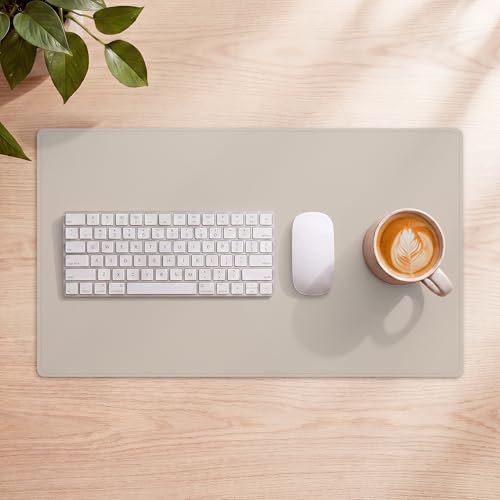 AFIING Desk Mat, Beige, 23.6" x 13.8", Desk Pad Protector - color: Beige, size: 23.6" x 13.7"