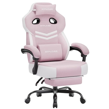 GTPLAYER Big & Tall Gaming Chair, Wide Seat with Footrest, Pink - color: 04 Pink