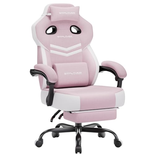 GTPLAYER Big & Tall Gaming Chair, Wide Seat with Footrest, Pink - color: 04 Pink