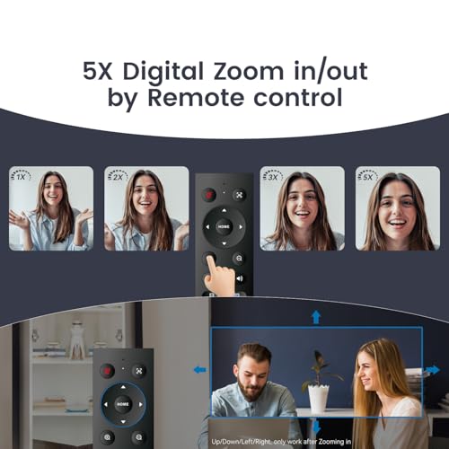 TONGVEO 3-in-1 4K Webcam with Microphones and Speaker, AI Auto-Tracking 5X Digital Zoom Webcam 4K Adjustable Field of View Remote Control Works with Microsoft Teams, Zoom, Google Meet, PC Mac Laptop