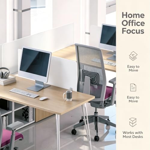 Solid White PVC Desk Divider Freestanding Office Workstation Privacy Partition Screen (L) - color: L