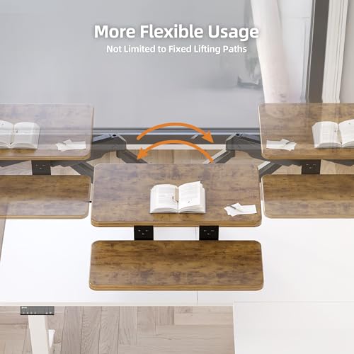 Claiks 24-Inch Sit-Stand Workstation，Innovative Space-Saving Height-Adjustable Ergonomic Desk Converter with Wide Keyboard Tray，Dual Fixation and Flexible Rotation Function, Rustic Brown - color: White, size: 24 inch