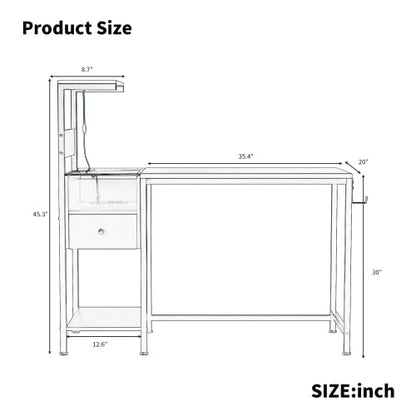 Computer Desk with Power Outlet & Storage, Ideal for Home Office Study (Brown)
