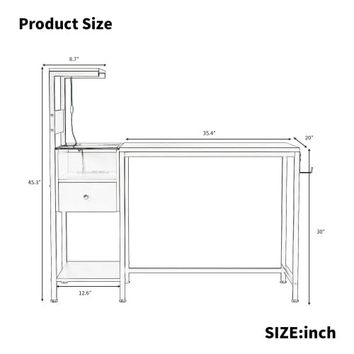 Computer Desk with Power Outlet & Storage, Ideal for Home Office Study (Brown)