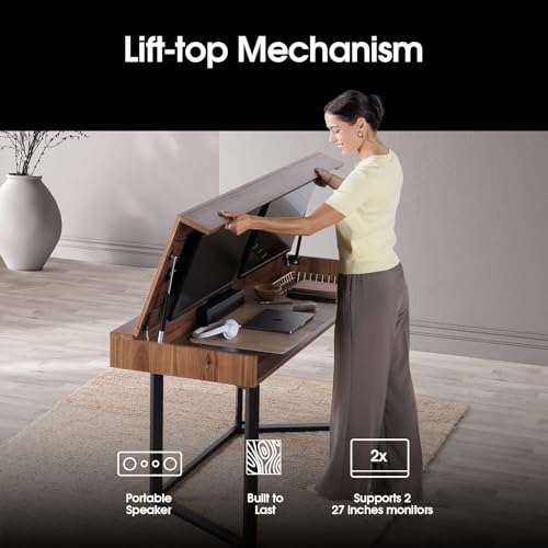 Transformer Table to Desk, Royal Brown | Dining Table to Computer Desk, Work-from-Home Office, Gaming Desk, Study Desk, Space-Saving Furniture - color: Royal Brown