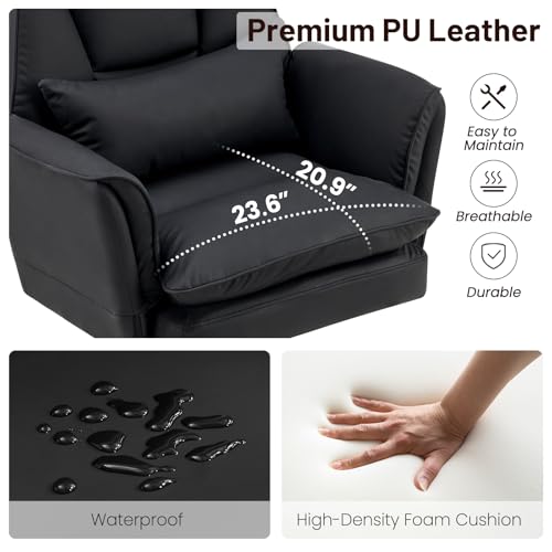 Big and Tall Office Chair, Ergonomic Computer Desk Chair with Footrest, Wide Seat Reclining Gaming Chair, Flip Armrests for Cross Legged Sitting, Heavy Duty Support up to 400LBS, PU, Black - color: Black