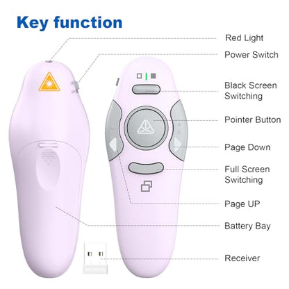 QUI Presentation Clicker Wireless Presenter Remote, Purple