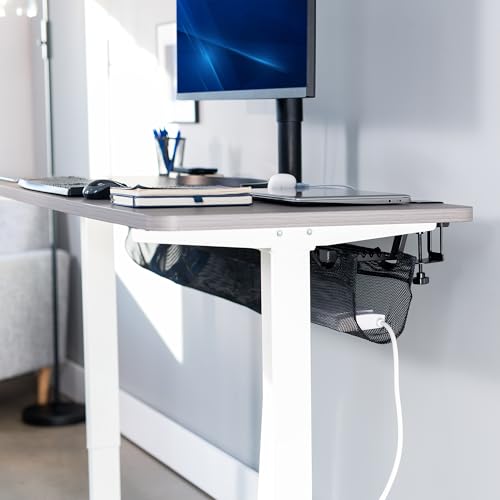 VIVO No Drill Clamp-on 55 inch Mesh Net Under Desk Cable Management Wire Organizer, Adjustable Home Office Standing Desk Cord Storage Sleeve, Black, DESK-AC55MH (Pack of 2) - size: 55" (Pack of 2)