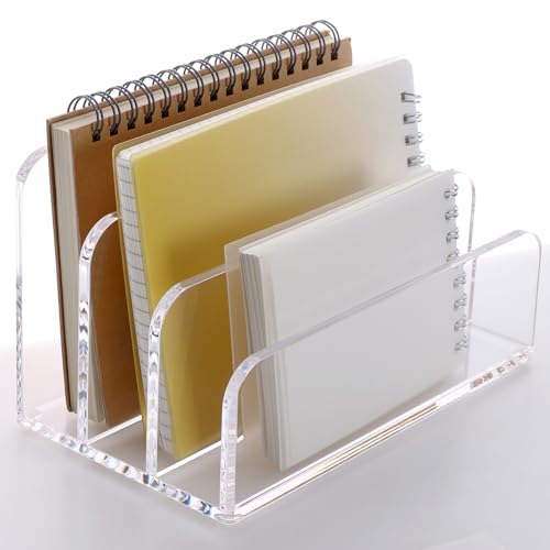 SANRUI Clear Acrylic Mail Organizer for Desk, Mail Holder 3-Slot - size: 3 Slots-Tiered