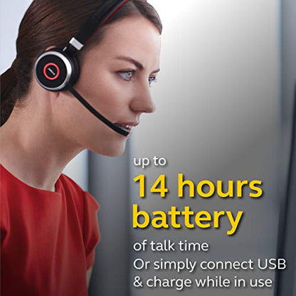 Jabra Evolve 65 MS Wireless Headset, Stereo – Includes Link 370 USB Adapter – Bluetooth Headset with Industry-Leading Wireless Performance, Advanced Noise-Cancelling Microphone, All Day Battery - size: Dual-ear, USB-A Dongle, style: Teams Certified