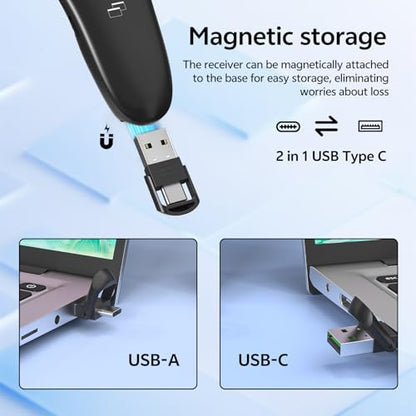 Presentation Clicker for PowerPoint, Wireless Presenter Remote with Case - style: Green Laser