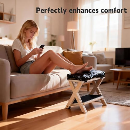Adjustable Foot Rest for Under Desk at Work, Foot & Leg Rest | (Regular) 4-Level Wooden Ergonomic Footstool Base for Office, Gaming & Home