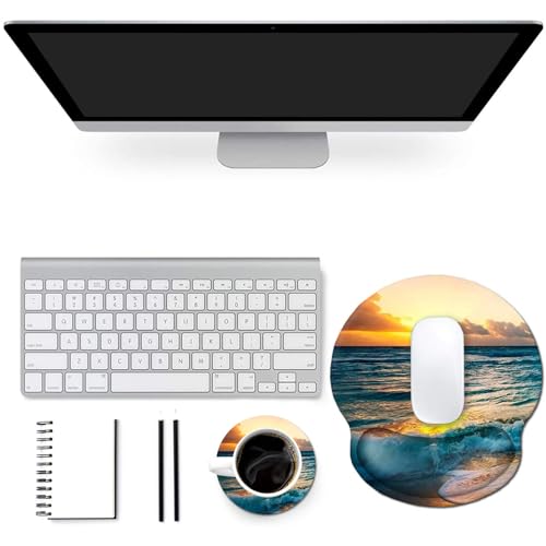ToLuLu Mouse Pad Wrist Rest Support Gel, Ergonomic Mouse Pads with Non Slip PU Base, Mouse Wrist Rest Pad for Laptop Computer Home Office Working Gaming Pain Relief, Sunset& Beach - color: Sunset Beach