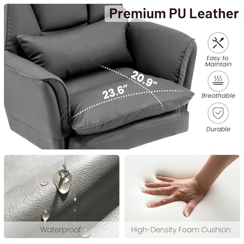 Big and Tall Office Chair, Executive Reclining Computer Gaming Chair with Foot Rest, Flip Armrest & Lumbar Pillow, Thicken Wider Seat for Criss Cross Legged Sitting, Desk Chair, PU, Grey - color: Grey