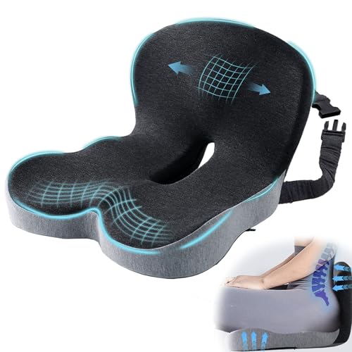 Seat Cushion with Lumbar Support Pillow, Back and Seat Cushion for Office - color: Light Gray & Dark Gray