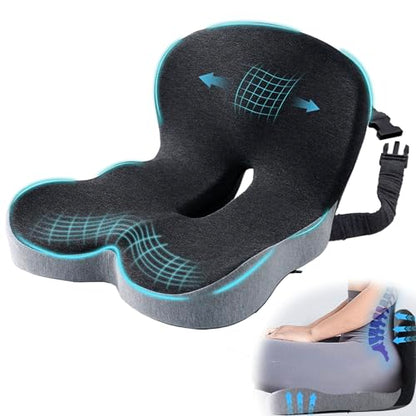 Seat Cushion with Lumbar Support Pillow, Back and Seat Cushion for Office - color: Light Gray & Dark Gray