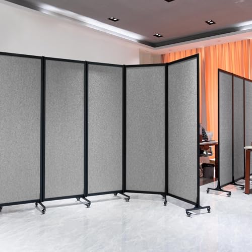 Room Partition 2.0 Upgrade Version,12'2"L* 6'7"H,6 Panel，Light Grey - color: Light Grey, size: 6