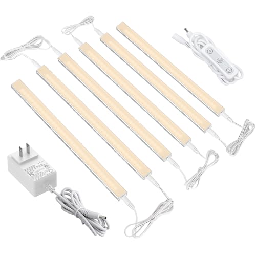 ASOKO Dimmable Under Cabinet Lighting - 6 Pcs 12 Inch Linkable, 2700K - color: Warm White 2700K, size: Manual switch-6 pack