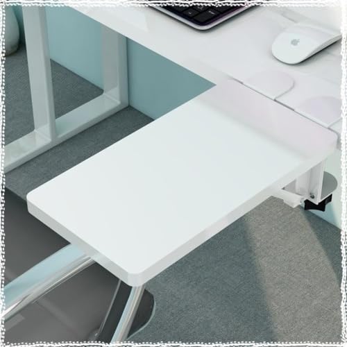 Foldable Clamp-On Desk Extender Tray with Wrist Rest - Ergonomic Keyboard Shelf for Computer Arm Support - color: White-c
