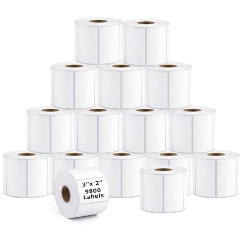 9800 Pcs 3"x2" Direct Thermal Labels, 14 Rolls, 700 Labels/Roll | Barcode Labels for Business, Shipping and Address Mailing, Compatible with Zebra, Rollo, Munbyn & Most Thermal Printers - size: 3"x2"--9800