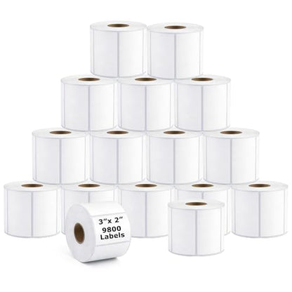 9800 Pcs 3"x2" Direct Thermal Labels, 14 Rolls, 700 Labels/Roll | Barcode Labels for Business, Shipping and Address Mailing, Compatible with Zebra, Rollo, Munbyn & Most Thermal Printers - size: 3"x2"--9800