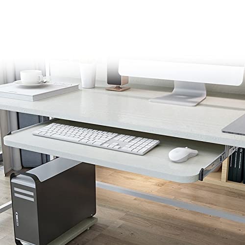 V3VOGUE 5 Colours Wooden Desk Extender Keyboard Tray - Under Desk Slide-Out, Office Keyboard Drawer with Height Adjustable, Keyboard Mouses Storge Shelf/Sliding Keyboard Support - color: C-white, size: 54*27 cm(21*11 Inch)