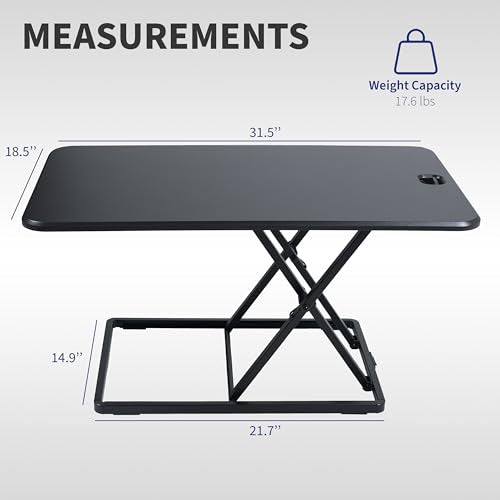 VIVO Black 32 in Single Top Standing Desk Converter, DESK-V032J - color: Black, size: 32"