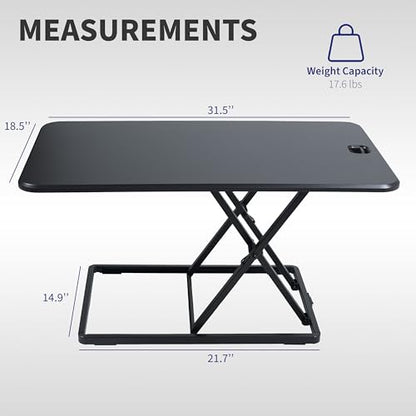 VIVO Black 32 in Single Top Standing Desk Converter, DESK-V032J - color: Black, size: 32"