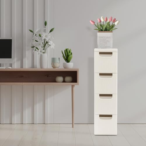 4 Drawers Narrow Storage Cabinet, 4 Tiers Slim Bathroom Storage Cabinet, 16.5" L X 7.5" W X 28.9" H Slim Rolling Cart for Living Room, Kitchen, Bathroom, Office - size: 4 Tiers