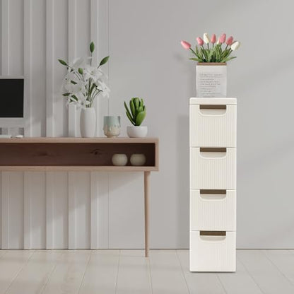 4 Drawers Narrow Storage Cabinet, 4 Tiers Slim Bathroom Storage Cabinet, 16.5" L X 7.5" W X 28.9" H Slim Rolling Cart for Living Room, Kitchen, Bathroom, Office - size: 4 Tiers