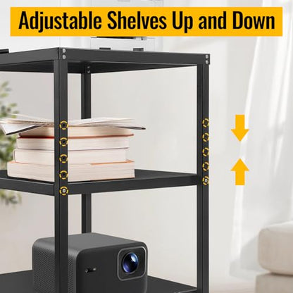 Under Desk Printer Stand with Wheels, 3-Tier Heavy Duty Rolling Cart with Adjustable Storage Shelf, Industrial Printer Table for Printer, Scanner, Home, Office, Black
