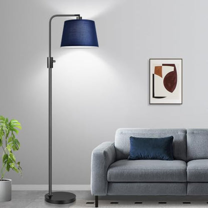 Nintiue 【Upgraded】 Dimmable Floor Lamp, 1000 Lumens LED Edison Bulb Included, Modern Arc Standing Tall Floor Lamp for Living Room Bedroom Office Dining Room - Blue - color: Matte Black-Blue Shade