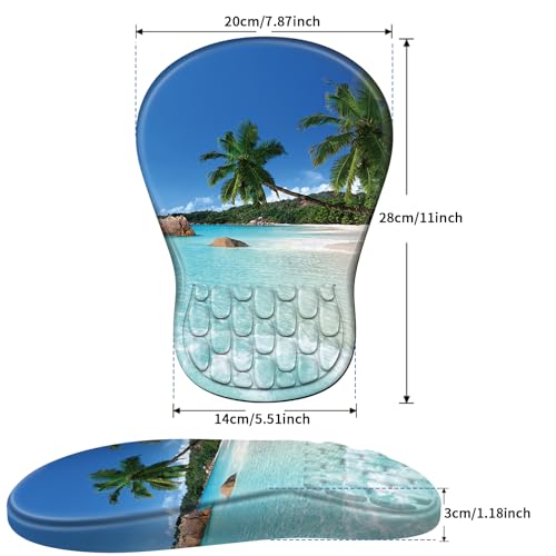 YIWEI Ergonomic Mouse Pad with Wrist Rest for Carpal Tunnel Pain Relief - color: Beach