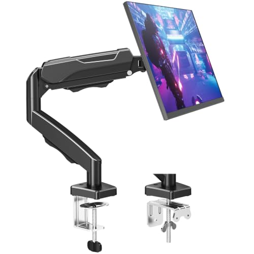 MOUNTUP Single Monitor Desk Mount Holds Screen up to 32 inch, Height Adjustable Monitor Arm, Full Motion Computer Monitors Stand with Clamp/Grommet Base, VESA Mounts Fit 4.4-19.8lbs Computer, Black - color: Black, size: Single