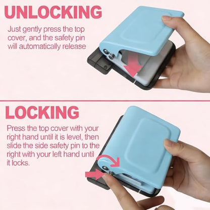 10 Hole Punch Binding Machine for Planner, Manual Binding System with 10 Multi-Color Binder Rings for Making 26 Holes on B5, 30 Holes on A4, 20 Holes on A5 Book, 10 Sheet Capacity (Blue) - color: Blue