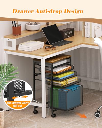 Feyejade Compact 5-Tier Rolling File Cart, Under Desk Metal Filing Cabinet - size: 11.4"D x 15.7"W x 26.9"H