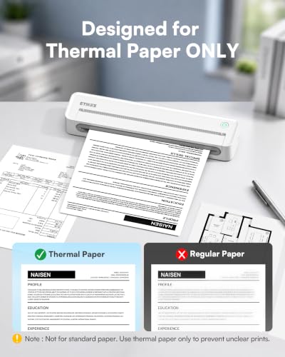 D90E Inkless Portable Thermal Printer with Case – 8.5" x 11", White - color: White