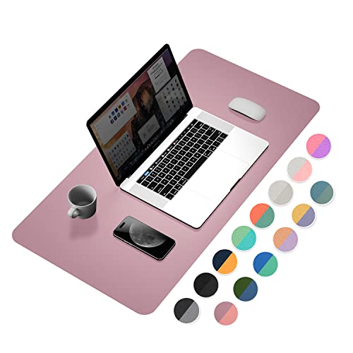 YSAGi Desk Mat, Dual-Sided Desk Pad, 31.5" x 15.7" Laptop Leather Desk Pad Protector, Desk Blotter for Keyboard and Mouse, Waterproof Desk Writing Pad for Office and Home (Dark Pink+Pink) - color: Dark Pink+pink, size: 15.7" x 31.5"
