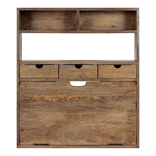 Kate and Laurel Georgie Rustic Wood Floating Desk; 26 x 6 x 30; Natural Wood; Bohemian Computer Desk for Home Office with Folding Design - color: Natural