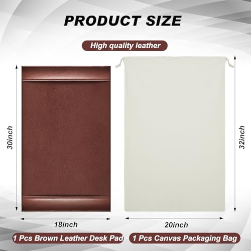 30 x 18 Inch Leather Desk Pad with Side Rails Mat, Brown - color: Brown, size: 18" x 30"