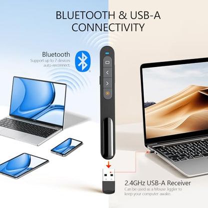 Norwii N76 Bluetooth Presentation Clicker for PowerPoint Presentations - color: Red - Rechg. - USB-A&BLE