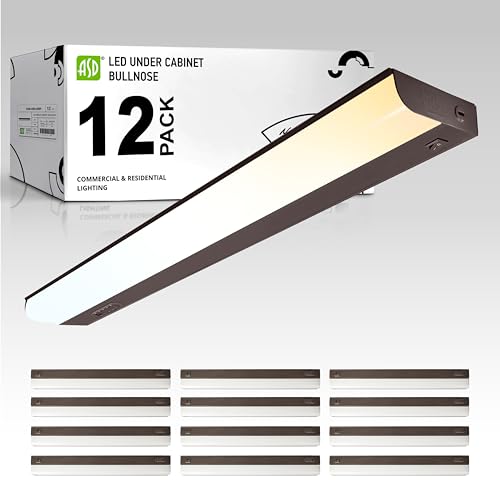 ASD LED Under Cabinet Lighting Hardwired, 24 Inch 12W 2700K-5000K Selectable, 1051LM, CRI90+, Direct Wire Linkable Under Counter Lights for Kitchen, Dimmable Under Cabinet Lights, Bronze, UL, 12 Pack - color: 24 Inch Bronze, size: 12 Pack