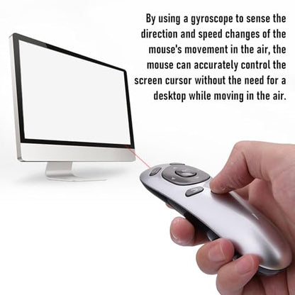 Wireless Presentation Clicker, 2.4GHz Remote Presenter with Gyroscope & 15M Range, Ergonomic Presentation Tool for Business Teaching Speech